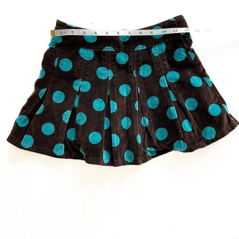 GAP KIDS  Velvet Brown Teal Polkadot Skirt - Size 8